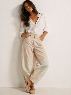 Veronica Beard Charlie Barrel Leg Jeans high-rise fit tri-color pink 4 - 27